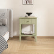 Pair Of Sage Green One Drawer Bedside Tables with Shelf - Padstowe Sage Green Range