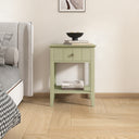 Pair Of Sage Green One Drawer Bedside Tables with Shelf - Padstowe Sage Green Range