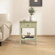 Pair Of Sage Green One Drawer Bedside Tables with Shelf - Padstowe Sage Green Range