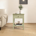 Pair Of Sage Green One Drawer Bedside Tables with Shelf - Padstowe Sage Green Range