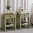 Pair Of Sage Green One Drawer Bedside Tables with Shelf - Padstowe Sage Green Range