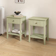 Pair Of Sage Green One Drawer Bedside Tables with Shelf - Padstowe Sage Green Range