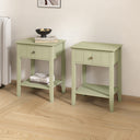 Pair Of Sage Green One Drawer Bedside Tables with Shelf - Padstowe Sage Green Range