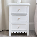 Pair of 3 Drawer Scallop Bedside Tables - Staunton White Range