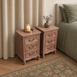 Pair of Solid Wood 3 Drawer Bedside Tables - Hessian Range