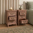 Pair of Solid Wood 3 Drawer Bedside Tables - Hessian Range