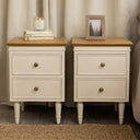 Pair of Taupe &amp; Wooden Two Drawer Bedside Tables - Claudia Range
