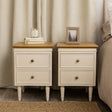 Pair of Taupe &amp; Wooden Two Drawer Bedside Tables - Claudia Range