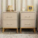 Pair of Two Drawer Bedside Tables - Liana Taupe Range