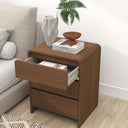 Pair of Walnut Brown 3 Drawer Bedside Chest - Meridian Walnut Range