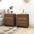 Pair of Walnut Brown 3 Drawer Bedside Tables - Meridian Walnut Range