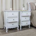 Pair of White 3 Drawer Bedside Tables - Victoria Range
