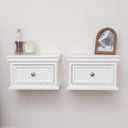 Pair Of White Wall Mounted Bedside Tables - Daventry White Range