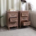 Pair of Solid Wood 3 Drawer Bedside Tables - Hessian Range