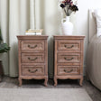 Pair of Solid Wood 3 Drawer Bedside Tables - Hessian Range