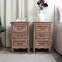 Pair of Solid Wood 3 Drawer Bedside Tables - Hessian Range