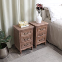 Pair of Solid Wood 3 Drawer Bedside Tables - Hessian Range