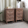 Pair of Solid Wood 3 Drawer Bedside Tables - Hessian Range