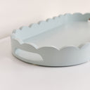 Pale Blue Oblong Scalloped Tray - 50cm