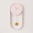 Pale Pink & Gold Pendulum Metal Analogue Wall Clock - 20cm x 55cm