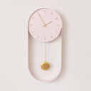 Pale Pink & Gold Pendulum Metal Analogue Wall Clock - 20cm x 55cm