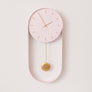 Pale Pink & Gold Pendulum Metal Analogue Wall Clock - 20cm x 55cm
