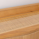 Pale Wood Curved 3 Drawer Console Table with Hessian &amp; Glass Top - Austin Wood Range
