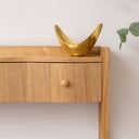 Pale Wood Curved 3 Drawer Console Table with Hessian &amp; Glass Top - Austin Wood Range