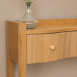 Pale Wood Curved 3 Drawer Console Table with Hessian &amp; Glass Top - Austin Wood Range
