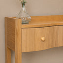 Pale Wood Curved 3 Drawer Console Table with Hessian &amp; Glass Top - Austin Wood Range