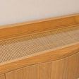 Pale Wood Curved 3 Drawer Console Table with Hessian &amp; Glass Top - Austin Wood Range