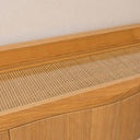Pale Wood Curved 3 Drawer Console Table with Hessian &amp; Glass Top - Austin Wood Range