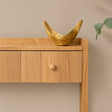 Pale Wood Curved 3 Drawer Console Table with Hessian &amp; Glass Top - Austin Wood Range