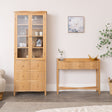 Pale Wood Curved 3 Drawer Console Table with Hessian &amp; Glass Top - Austin Wood Range
