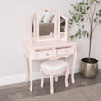 Pink Dressing Table, Mirror, Stool &amp; Pair Bedside Tables - Sophia Pink Range