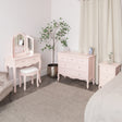 Pink Dressing Table, Mirror, Stool &amp; Pair Bedside Tables - Sophia Pink Range