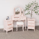 Pink Dressing Table, Mirror, Stool &amp; Pair Bedside Tables - Sophia Pink Range