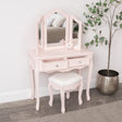 Pink Dressing Table, Mirror, Stool Set - Sophia Pink Range