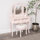 Pink Dressing Table, Mirror, Stool Set - Sophia Pink Range