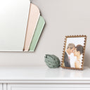Pink &amp; Green Glass Art Deco Arch Fan Wall Mirror 71cm x 46cm