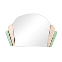 Pink &amp; Green Glass Art Deco Arch Fan Wall Mirror 71cm x 46cm