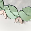 Pink &amp; Green Oval Floral Art Deco Wall Mirror 80cm x 49cm