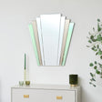 Green &amp; Mocha Glass Art Deco Fan Wall Mirror 75cm x 68cm
