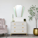 Green &amp; Mocha Glass Art Deco Fan Wall Mirror 75cm x 68cm