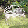 Large Ornate Pink Metal Garden Bench 103cm