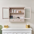 Pink Reeded Glass Wall Cabinet with Drawers