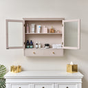 Pink Reeded Glass Wall Cabinet with Drawers