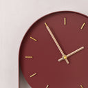 Raspberry Red &amp; Gold Pendulum Metal Analogue Wall Clock - 20cm x 55cm