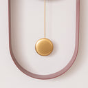 Raspberry Red &amp; Gold Pendulum Metal Analogue Wall Clock - 20cm x 55cm