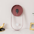 Raspberry Red &amp; Gold Pendulum Metal Analogue Wall Clock - 20cm x 55cm